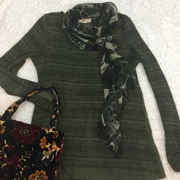 Olive Army Green Lightweight Open Back Sweater Pink Rose L - Picture 3 of 4